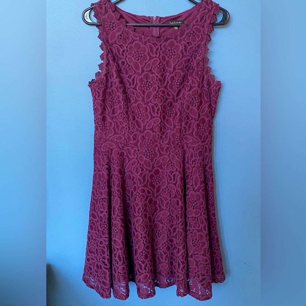 JODI KRISTOPHER- Lace and Plum Colored A-Line Dress, Size 11